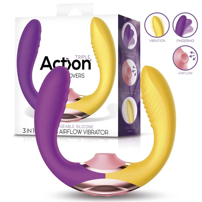 Anel Vibratório Two Lovers 3 em 1 com Dedo e Sucção Action