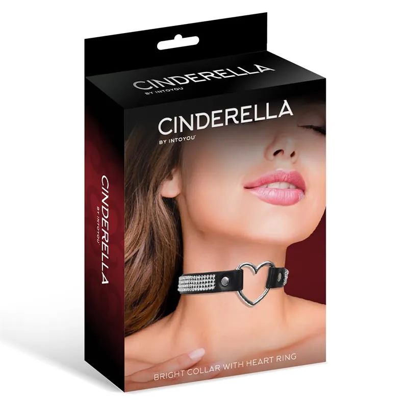 Coleira Justa com Coração e Pedraria Cinderella Couro Vegano — vista 3 de 3