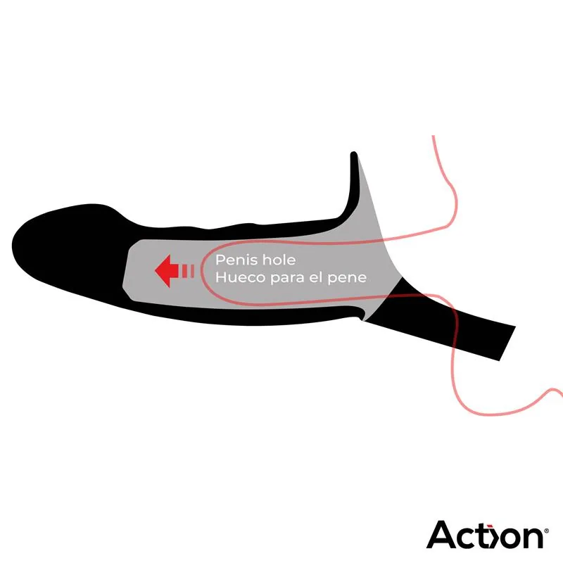 Arnês com Dildo Oco Silicone Action Preto Tamanho L 16,9 cm — vista 3 de 3
