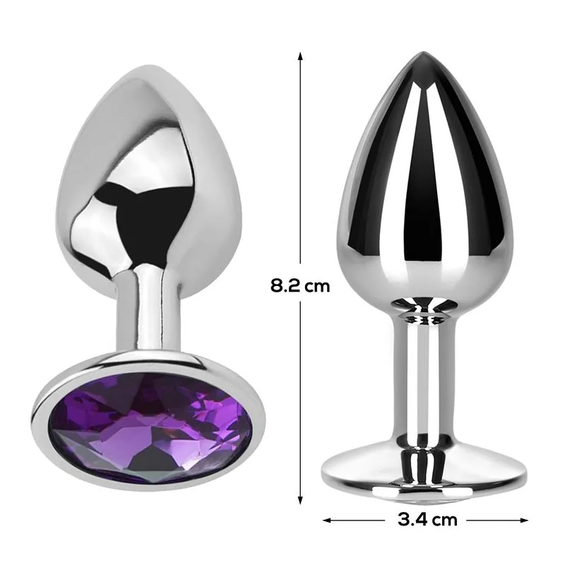 Plug Anal de Alumínio com Joia Roxo-Ametista Afterdark Tamanho M — vista 3 de 3