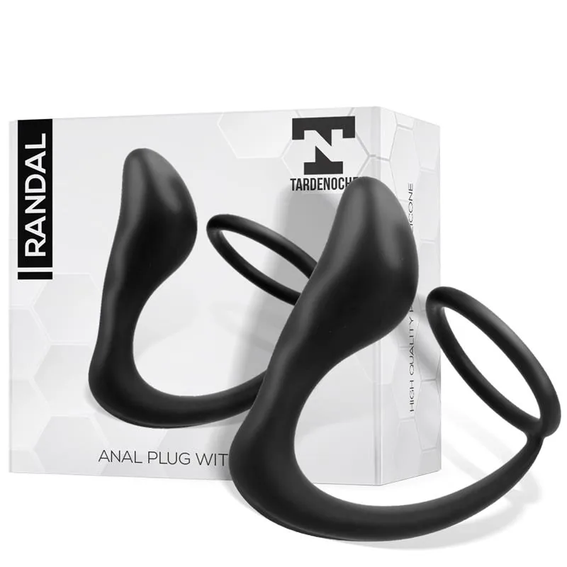 Plug Anal com Anel Peniano Randal Tardenoche Silicone Preto 9 cm