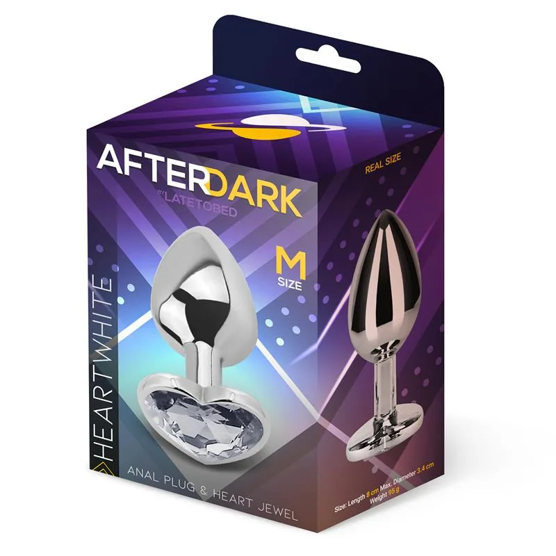 Plug Anal com Joia de Coração Afterdark Branco Tamanho M — vista 2 de 7