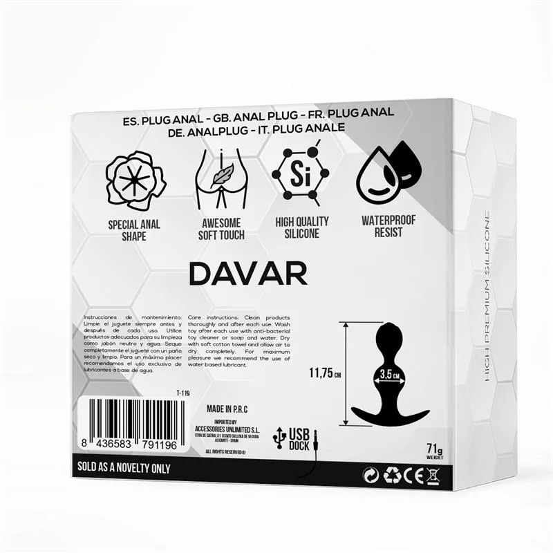 Plug Anal Davar Tardenoche Silicone 11,75 cm — vista 3 de 3