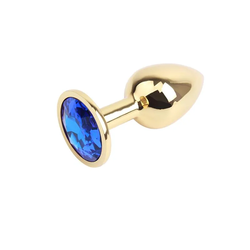 Plug Anal de Metal com Gema Azul Chisa Dourado 7,1 cm — vista 2 de 3