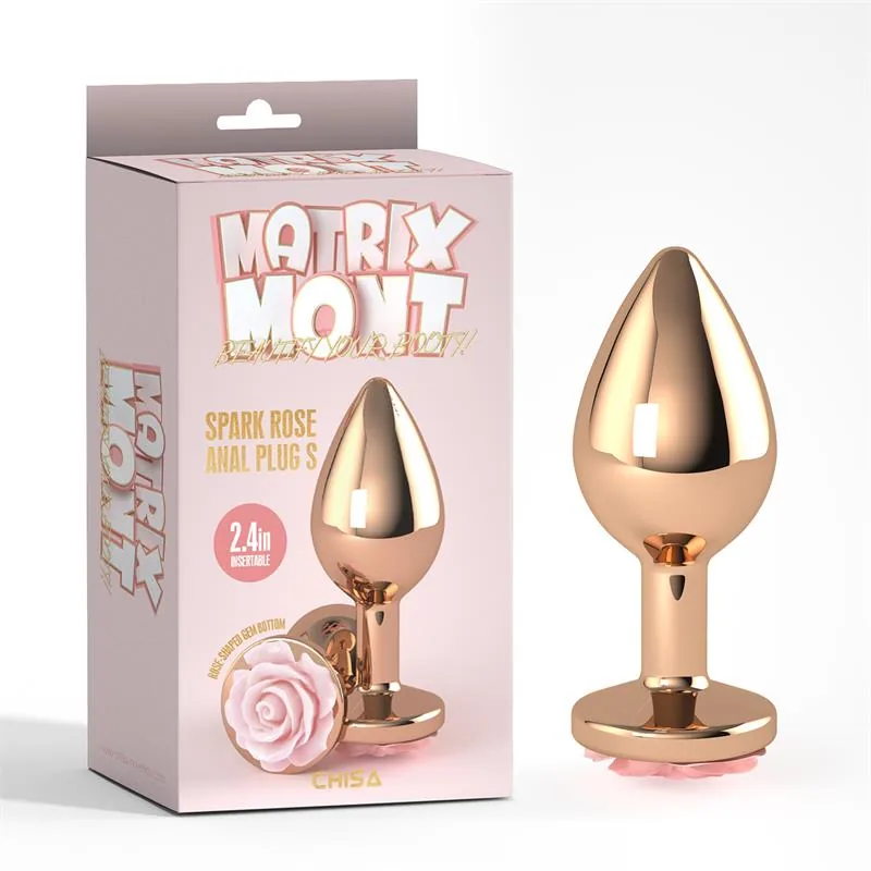 Plug Anal de Metal com Joia Rosa Cor-de-Rosa Chisa Dourado Tamanho S