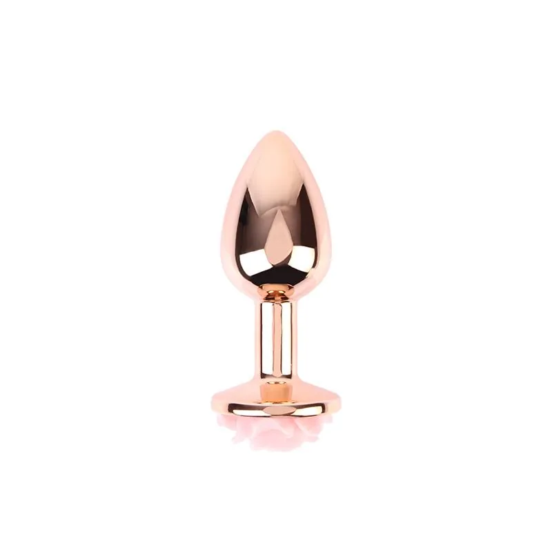 Plug Anal de Metal com Joia Rosa Cor-de-Rosa Chisa Dourado Tamanho S — vista 2 de 3