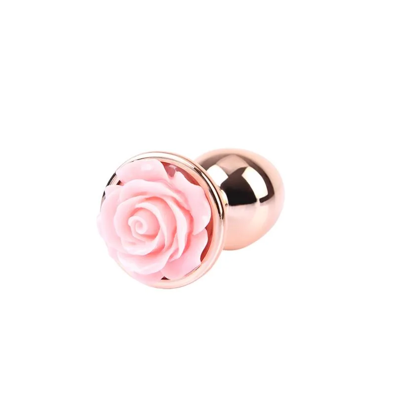 Plug Anal de Metal com Joia Rosa Cor-de-Rosa Chisa Dourado Tamanho S — vista 3 de 3