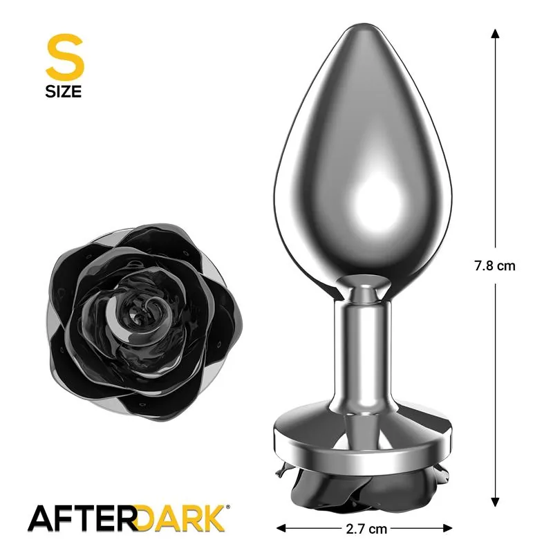 Plug Anal de Metal com Rosa Preta na Base Afterdark Tamanho S — vista 3 de 3