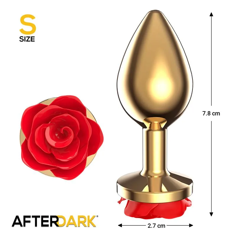 Plug Anal de Metal Dourado com Rosa Vermelha na Base Afterdark Tamanho S — vista 3 de 4