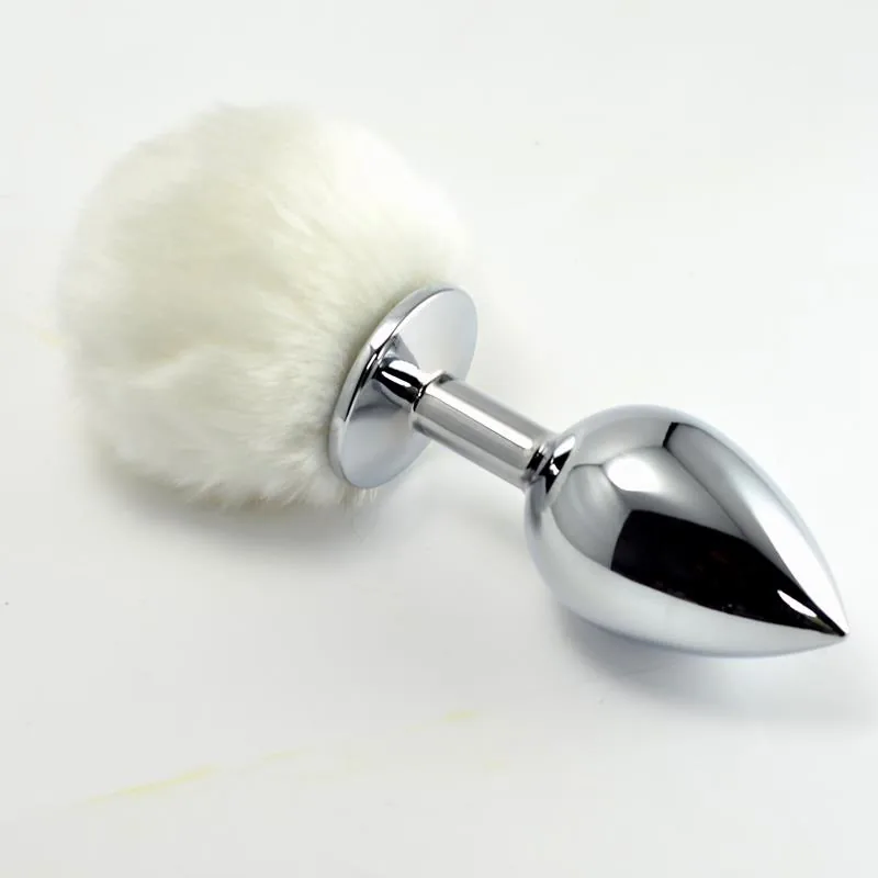 Plug Anal de Metal com Pompom Branco Lovetoy Tamanho L