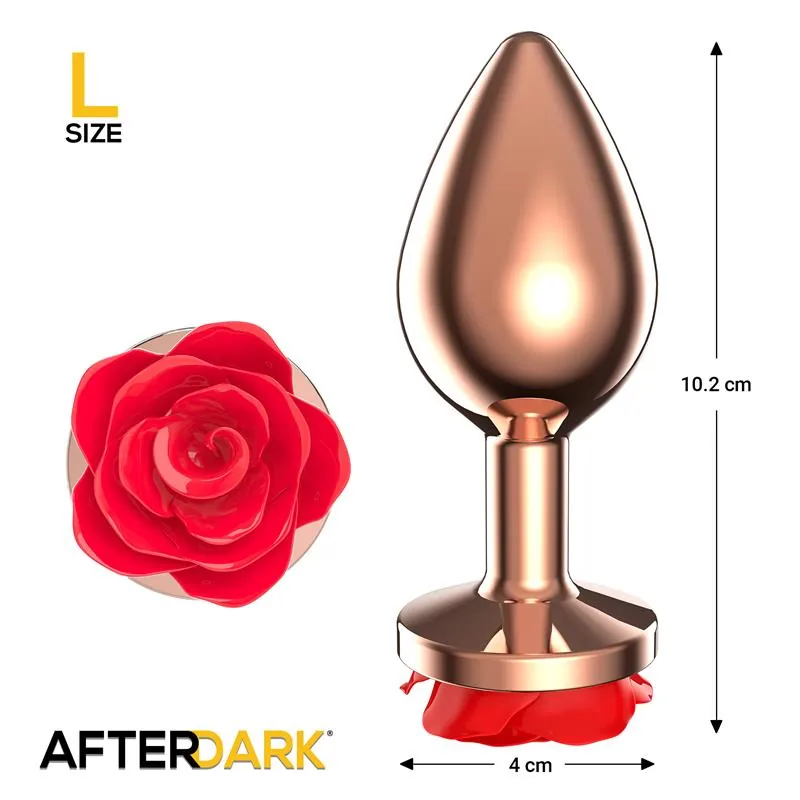 Plug Anal Rosa com Flor Vermelha na Base Afterdark Tamanho L — vista 2 de 3