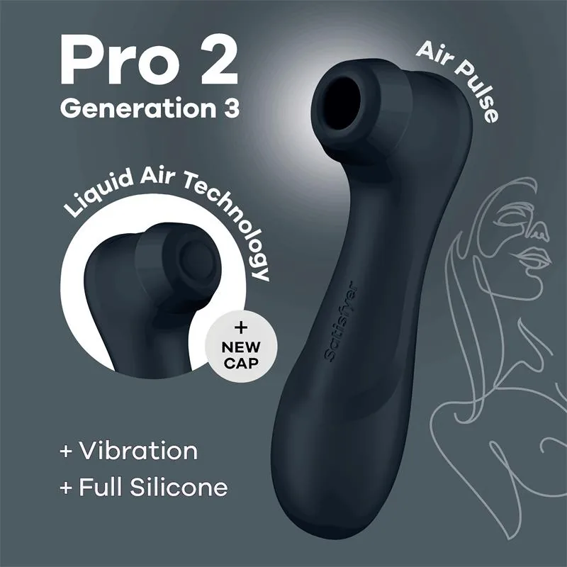 Sugador de Clítoris Pro 2 Gen 3 com Vibração Satisfyer Preto 16 cm